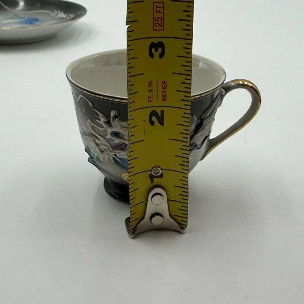 Vintage Dragonware Moriage Demitasse Tea Cup and Saucer Set